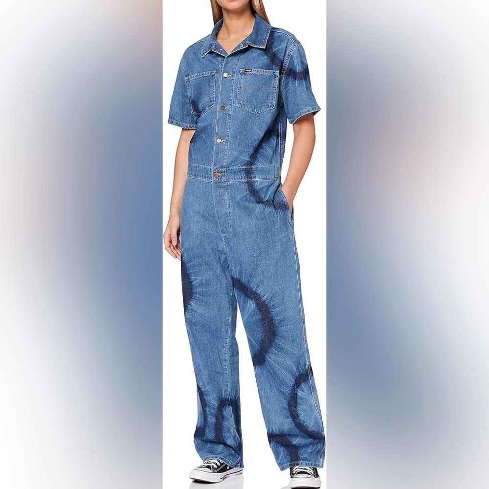 Wrangler Tie Dye Denim Coveralls Size Medium - Picture 2 of 8